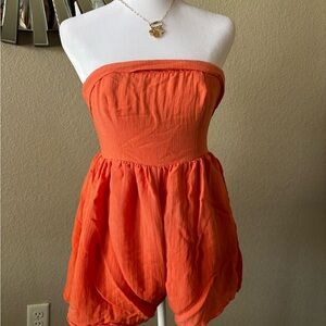 Princess Polly Strapless Orange Tube Romper